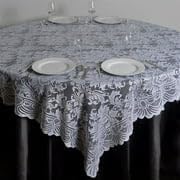 Efavormart 90" x 90" White Square Lace Table Overlay for Wedding Catering Party Table Decorations