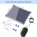 15W Solar Pond Aerator with 4400mAh Battery, Solar Air Pump with 2 Outlets, 3 Modes, Low Noise Oxygen Pump for Fish Pond, Aquarium & Hydroponics