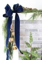 Navy Blue Velvet Ribbon 1'' 25 Yards for Christmas Tree, Gift Wrapping, Flower Bouquet, Wreath Decorations, Bow Making
