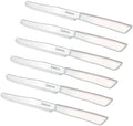 Tredoni 6 kitchen Knives - 4.3"/11cm Italian Stainless Steel Serrated Vegetable/Steak/Table Knife Cutlery, Rounded Tip (White)