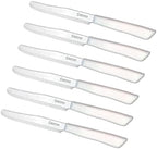 Tredoni 6 kitchen Knives - 4.3"/11cm Italian Stainless Steel Serrated Vegetable/Steak/Table Knife Cutlery, Rounded Tip (White)