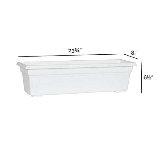 Root & Vessel 16242 Countryside Flower Box Planter, White, 24-Inch