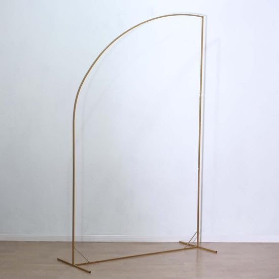 Tableclothsfactory 8ft Gold Metal Wedding Arch Chiara Backdrop Stand, Half Moon Floral Frame Arbor Display