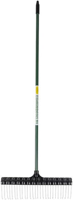 THE GROUNDSKEEPER II Rake 55-inch Lightweight Fiberglass Handle, 21-inch Head, Durable Steel Tines for Gardening, De-Thatching or Professional Landscaping - Green (6-Pack)