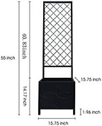 Zhongma 15.75 x 15.75 x 55 in Raised Garden Bed with Trellis,Heavy Duty Plant Box for Climbing Plants with Drainage Hole, Metal Lattice Planter Gardon Box with Inner Fabric Liners.