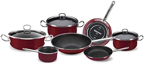 Vasconia Elegance 10-Piece Cookware Set (Dark Red) for Most Stove Tops - Dishwasher, Grill & Oven Safe up to 480℉ (Enamel on Steel) Quick & Even Heat Distribution, Nonstick Interior, Stainless Handles