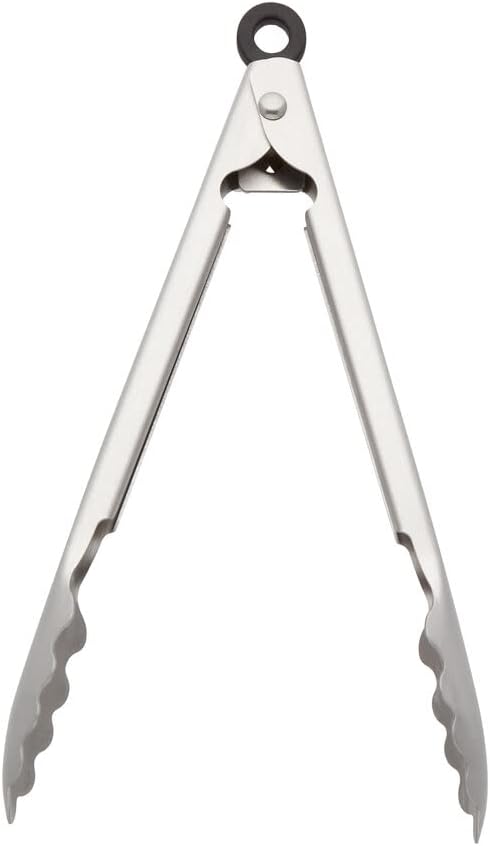KitchenAid Gourmet Stainless Steel Serving Tongs with Hang Hook and Secure Closing Lock, 9 Inch, Stainless Steel