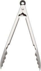 KitchenAid Gourmet Stainless Steel Serving Tongs with Hang Hook and Secure Closing Lock, 9 Inch, Stainless Steel