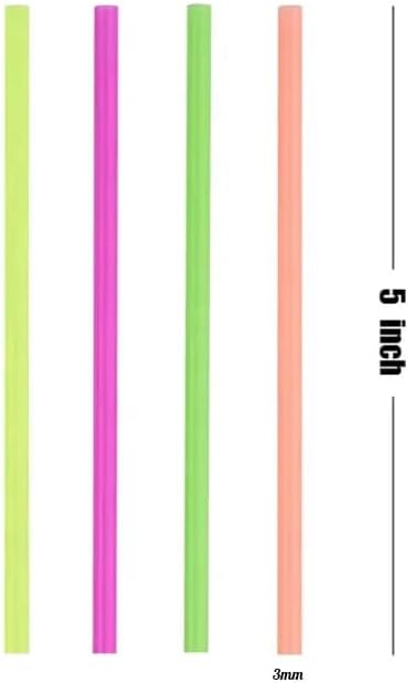 Neon Mini Sip Straws - 5 Inch Plastic Cocktail & Coffee Stirrers - 300 Straws