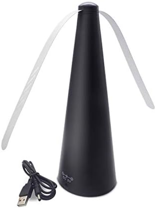BUGGOFF Black Fly & Flying Insect Repellent Fan with Twin Blades, Table top & Hangable, Battery Powered or 5V Plug in, Batteries NOT Included. Safe Blades with Auto Stop. (1 Pack)
