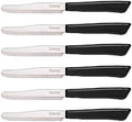 Tredoni 6 kitchen Knives - 4.3"/11cm Italian Stainless Steel Serrated Vegetable/Steak/Table Knife Cutlery, Rounded Tip (Black)