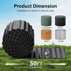 Land Guard Metal Landscape Edging, 6" x 50 ft (2-Roll Pack) – Flexible Black Garden Border