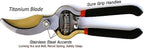 Garden Guru Indestructible Titanium Garden Clippers - Professional Bypass Hand Pruner Pruning Shear with Comfort Grip Handles for Gardening, Trimming, and Yard Work - Hardened Steel & Titanium Blade