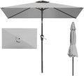 6.5' x 10' Rectangular Patio Umbrella Large Outdoor Market Umbrella w/UV Protection, Push Button Tilt and Crank Lift, Rectangle Table Umbrella for Garden, Deck, Pool, Patio, Light Gray