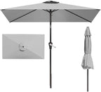 6.5' x 10' Rectangular Patio Umbrella Large Outdoor Market Umbrella w/UV Protection, Push Button Tilt and Crank Lift, Rectangle Table Umbrella for Garden, Deck, Pool, Patio, Light Gray