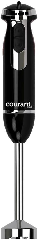 Courant Immersion Hand Blender with Variable Speed, Stainless Steel Blades for Smoothies, Purees, and Soups, Easy-Grip Control" (Black)