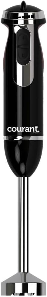 Courant Immersion Hand Blender with Variable Speed, Stainless Steel Blades for Smoothies, Purees, and Soups, Easy-Grip Control" (Black)