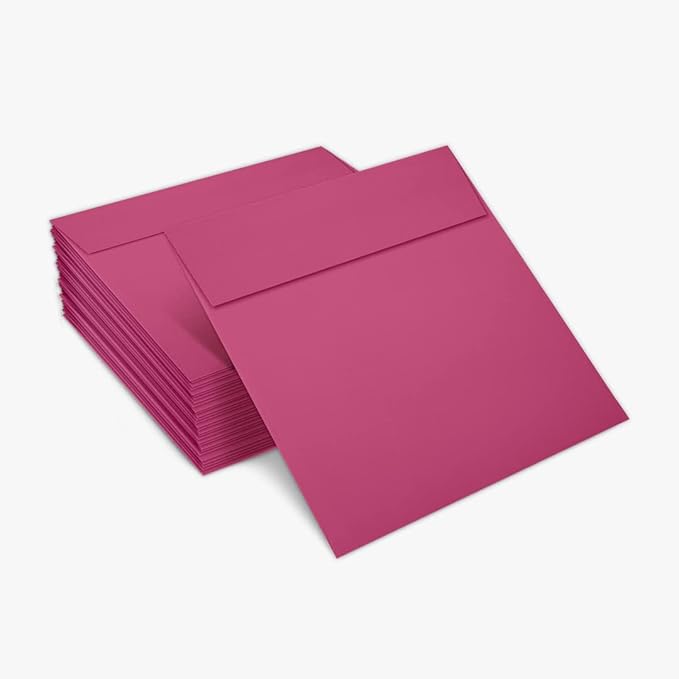 LUXPaper Square Invitation Envelopes | Peel & Press | 6 1/2" x 6 1/2" | Magenta Pink | 80lb. Text | 50 Qty
