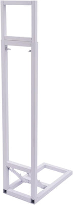 DYNAMI White Square Wedding Backdrop Stand,Metal Arch Backdrop Stand w/Foldable Base,Adjustable Height(1-2m) Rectangle Metal Stand for Wedding Party Decor,Installation-Free