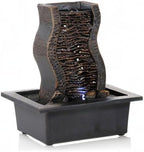 Dyna-Living Water Fountains Indoor Tabletop Water Fountain with LED Lights Feng Shui Waterfall Fountain for Modern Home Decor Office Living Room Decoration