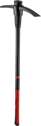 INTERTOOL Pick Axe for Digging - 36” Heavy Duty Garden Mattock Pickaxe - Rust Resistant Steel with Adze Hoe & Shock Absorbing Fiberglass Anti-Slip Handle - Cultivate, Loosen Soil, Dig - HT08-0305