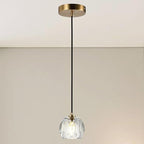 Modern Pendant Light, Brushed Brass Pendant Light Fixture for Kitchen Island, Small Cut Crystal Single Pendant Lighting for Dining Room Bathroom