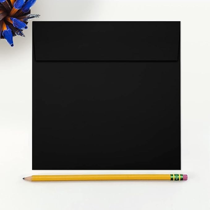 LUXPaper Square Invitation Envelopes | Peel & Press | 6 1/2" x 6 1/2" | Midnight Black | 80lb. Text | 50 Qty