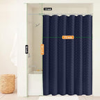 84 Inches Long Boho Tufted Chevron Striped Fabric Shower Curtain Navy Blue 72x84 Tall Minimalist Waterproof Cloth Shower Curtain, Wrinkle Free