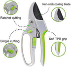 GARDEN GURU 2 in 1 Ratchet Pruning Shears Clippers – 4X Cutting Power – Ratcheting Garden Anvil Pruners Scissors - Ergonomic Grip - Makes Tough Cuts Easy - Great for Seniors & Arthritic Hands