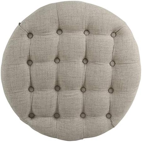 Homepop Home Decor Button Tufted Woven Round Storage Ottoman Large