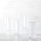 Fortessa Jupiter Beaded Hobnail Glass, 11 Ounce Collins/High Ball (Set of 6), Gold Rim Clear