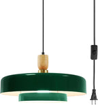 Plug in Pendant Light Green Modern Pendant Lamp E26 Vintage Hanging Light Fixture with 14ft Cord On/Off Switch for for Dining Room Bedroom Living Room Kitchen Island