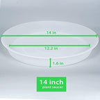 4 Pack of 14 inch Plant Saucers Bird Bath Bow Round, Plastic Plant Saucer Tray for Pots, White Planters for Indoor Plants, Plant Trays for Planter 12-15" (14", Clear)