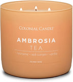 Colonial Candle Ambrosia Tea Scented Jar Candle, Pop of Color Collection, 3 Wick, 14.5 oz - Up to 60 Hours Burn