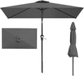 6.5' x 10' Rectangular Patio Umbrella Large Outdoor Market Umbrella w/UV Protection, Push Button Tilt and Crank Lift, Rectangle Table Umbrella for Garden, Deck, Pool, Patio, Grey