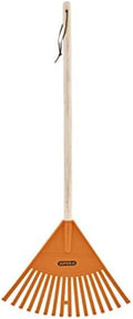 Pack of 2 Kids Rake with Hardwood Handle, Durable Plastic Head to Sweep Leaves in Lawn and Tidying Up The Garden, 34" (Orange)