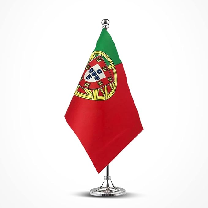 Portugal Flag Portuguese Flags, Small Mini Portuguese Desk Flag, Used for Table Office Classroom Home Patriotic Events Decorations