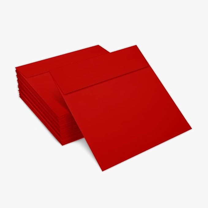 LUXPaper Square Invitation Envelopes | Peel & Press | 6 1/2" x 6 1/2" | Holiday Red | 60lb. Text | 50 Qty