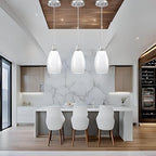 Mini Glass Pendant Light 4.72" with Handblown Milk White Marble Art Glass Hanging Light 3-Pack Oval Ceiling Hanging Light Fixture for Dining Room Kitchen Island Cafe Foyer Hallway