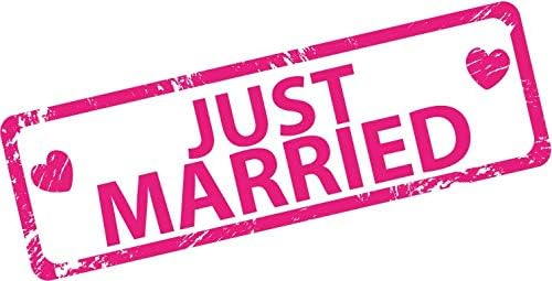 Magnet Just Married Wedding Grunge Stamp Window Truck Car Vinyl Flexible Magnet Magnetic Bumper Sticker 5" x 3"
