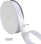 TONIFUL 1 Inch x 100yds White Satin Ribbon, Thin Solid Color Satin Ribbon for Gift Wrapping,Halloween, Hair Bows Making, Wedding Party Decoration, Sewing, Invitation Cards, Floral Bouquets, Christmas