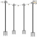 Brightech 4-Pack 10FT String Light Poles for Outdoor Use, Heavy Duty Metal Poles with Fork Base for Hanging Patio Lights, Adjustable for Garden, Backyard, Porch, or Fence Lighting Decor
