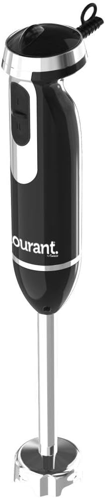 Courant Immersion Hand Blender with Variable Speed, Stainless Steel Blades for Smoothies, Purees, and Soups, Easy-Grip Control" (Black)