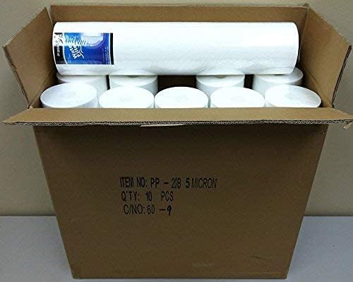BLUONICS Sediment Replacement Water Filters Ten (5 Micron) 4.5" x 20" Whole House Cartridges