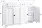 Yaheetech Set of 2 Bathroom Storage Cabinet with 1 Drawer and 2 Doors, Freestanding Entryway Storage Unit with Adjustable Shelf, Home Organizer for Entryway, Living Room, White