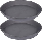 2 Pack of 16 17 inch Plant Saucer (15 inch Base), 2.3" Depth, Plant Trays for Pots, Plastic Plant Saucers for Indoors, Bird Bath Bowls, Flower Pot Drip Trays for Planter (17", Cement)