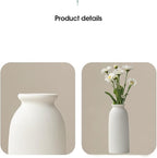 Ceramic Vase Set-3, Small Flower Vases for Decor, Modern Boho Farmhouse Style, Decorative Shelf Vases for Pampas Grass & Dried Flowers, Distressed Finish (White)