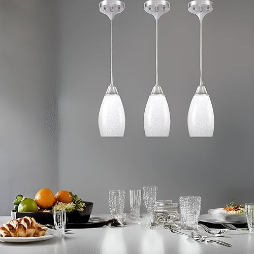 Mini Glass Pendant Light 4.72" with Handblown Milk White Marble Art Glass Hanging Light 1-Pack Oval Ceiling Hanging Light Fixture for Dining Room Kitchen Island Cafe Foyer Hallway