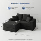 Cloud Modular Sectional Sofa, Comfy Couch for Living Room, Modern L-Shaped Couch with Reversible Chaise, Customizable Sleeper Sofa with Non Slip, No Assembly & Deep Seat, Black
