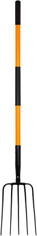 VNIMTI Pitch Fork for Gardening, 5 Tine Pitchfork Heavy Duty with Fiberglass Handle, 58 Inches